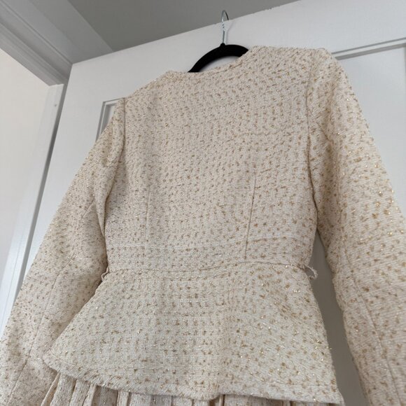 NWT Self-Portrait Jacket Mini Dress Boucle Metallic Boucle Pleated Skirt Sz 6 - Picture 9 of 10